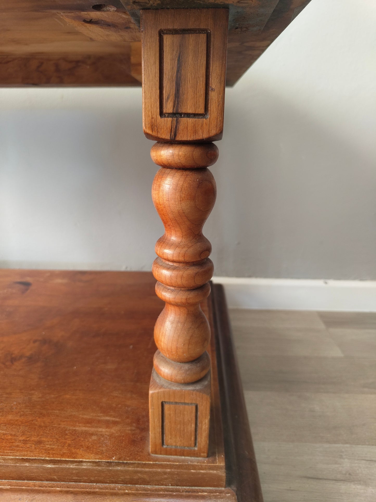 Vintage French Stool Chair Carved Wood Bench